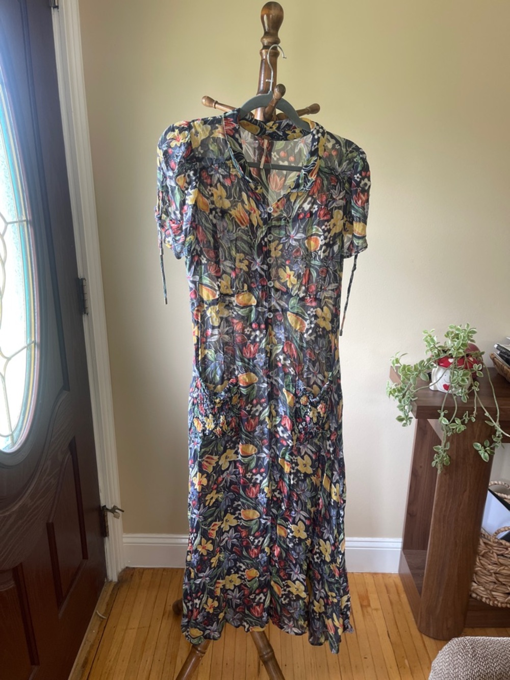 Floral Button-Front Dress in Multi-Color